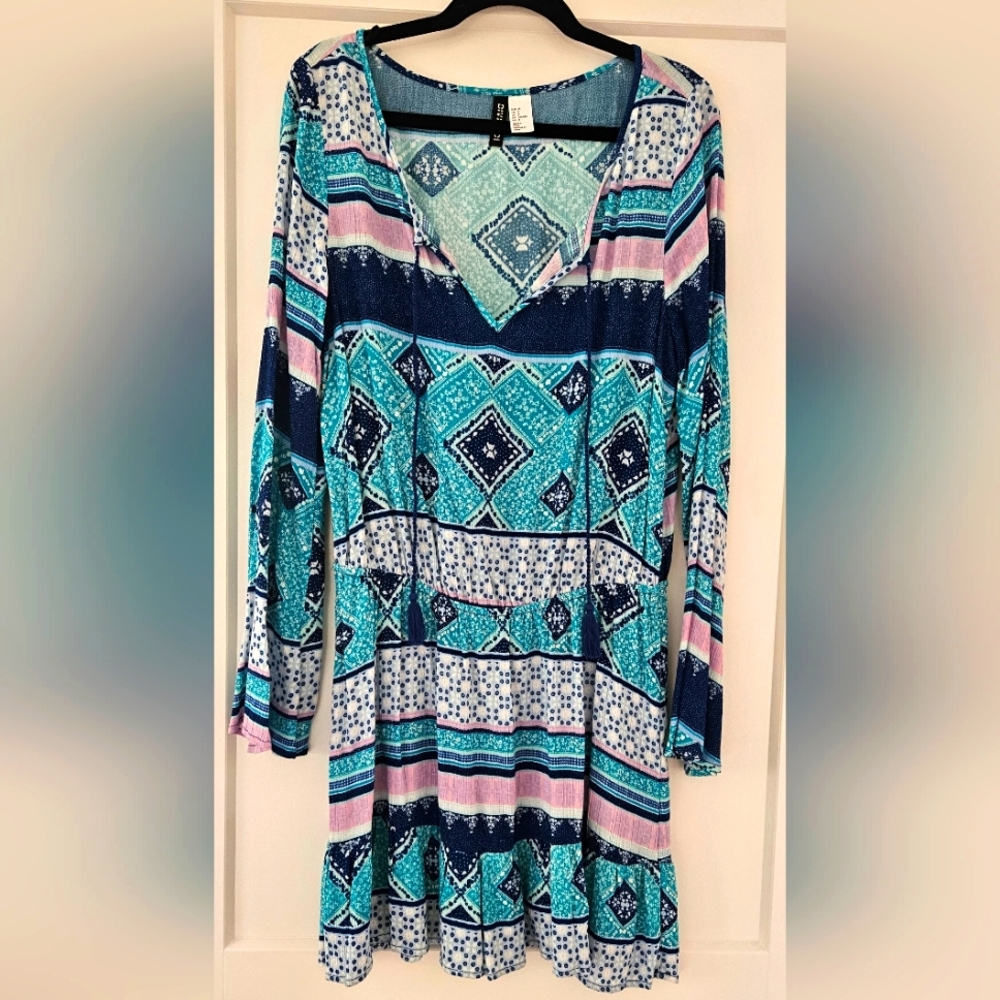 Beautiful Bohemian Viscose Dress In Size 8